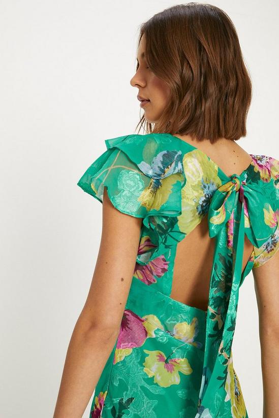 Oasis Bright Floral Satin Burnout Ruffle Midi Dress 3