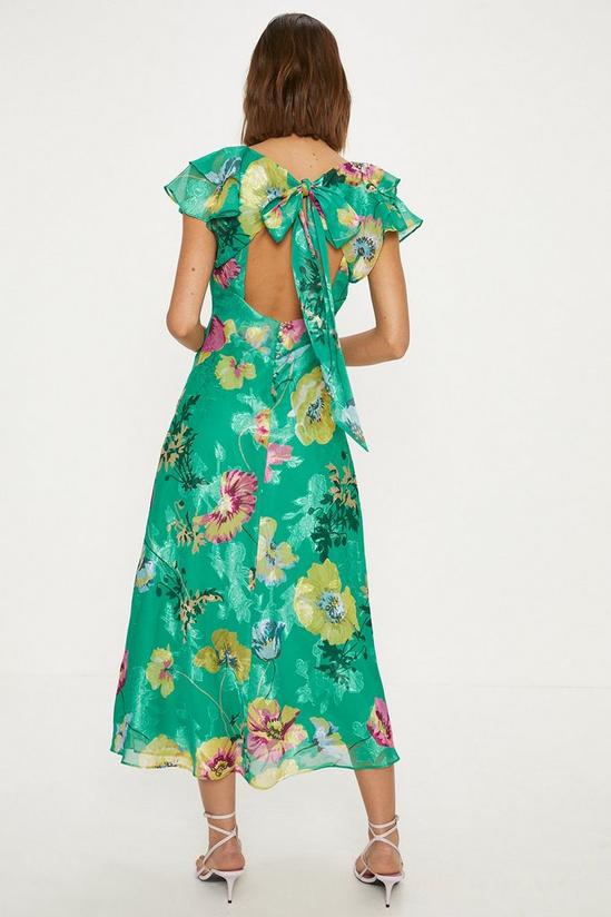 Oasis Bright Floral Satin Burnout Ruffle Midi Dress 4