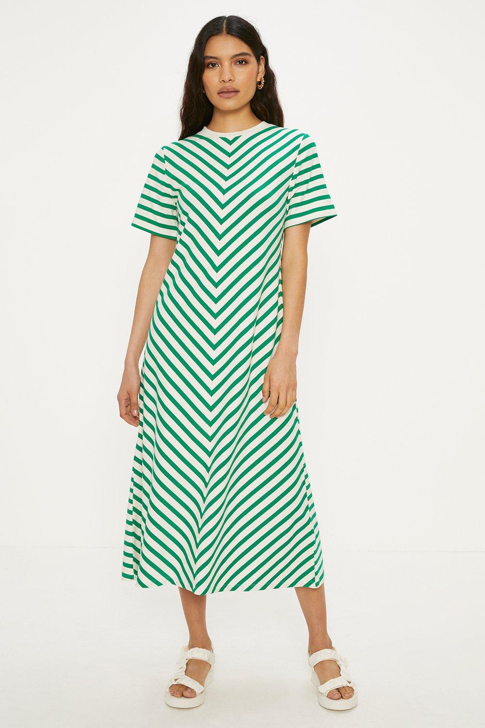 Cotton Stripe Aline Midi Dress