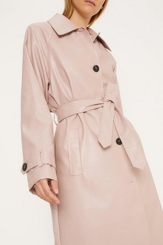Oasis Classic Longline Faux Leather Trench Coat 4
