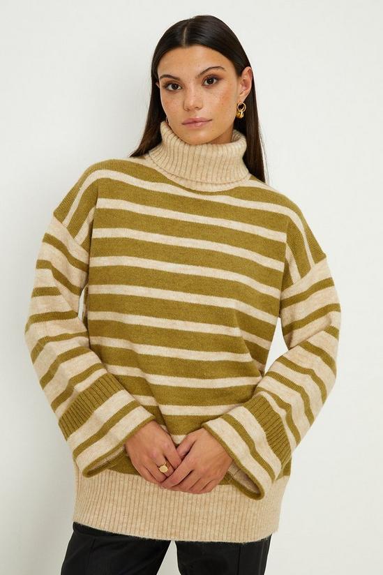 Oasis Wool Blend Contrast Stripe Roll Neck 1