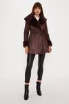 Oasis Faux Shearling Collar Belted Short Coat thumbnail 2