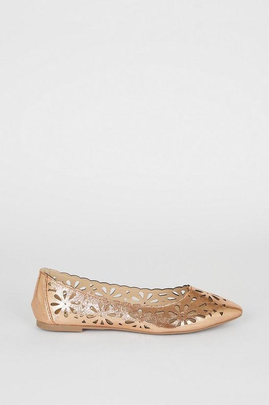 Oasis Shimmer Cut Out Pointed Ballet Flats 2