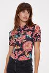 Oasis Petite Large Floral  Ruched Front Top thumbnail 1
