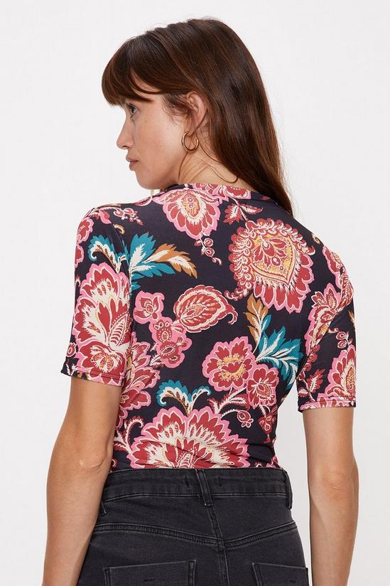 Oasis Petite Large Floral  Ruched Front Top 4