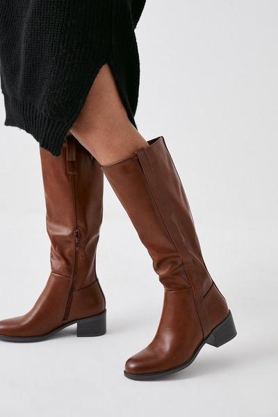 Knee High Low Heel Riding Boots