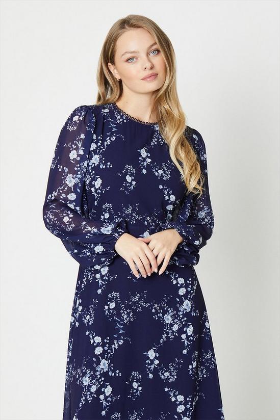 Oasis Blue Floral Lace Trim Empire Seam Maxi Dress 2