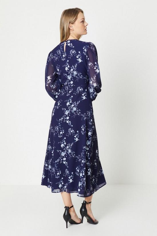 Oasis Blue Floral Lace Trim Empire Seam Maxi Dress 3
