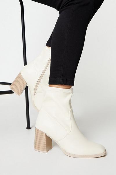 Square Toe Stacked Mid Heel Ankle Boots