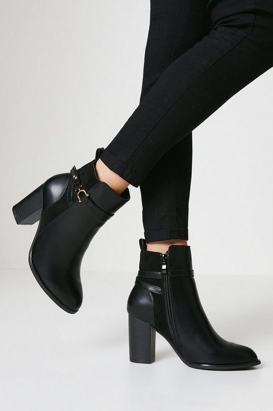 Oasis Jinnie Buckle Strap Detail High Block Heel Ankle Boots 1
