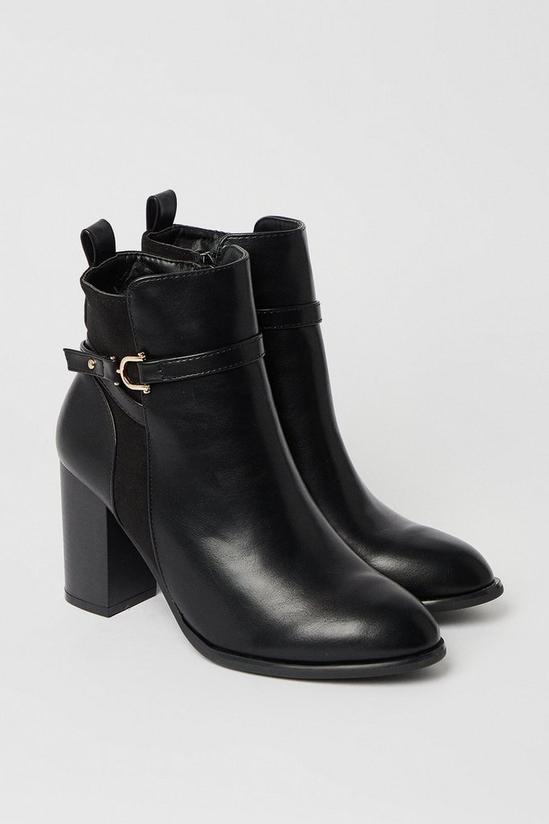Oasis Jinnie Buckle Strap Detail High Block Heel Ankle Boots 3