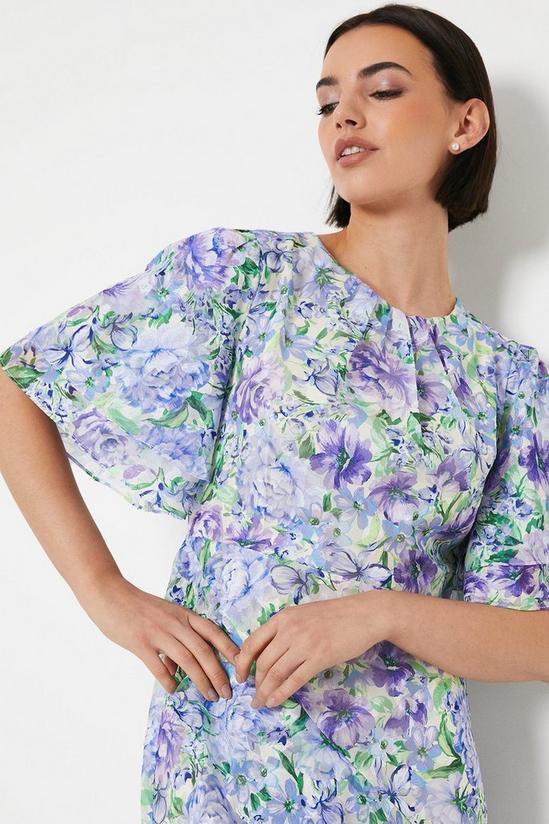 Oasis Occasion Floral Asymmetric Ruffle Jacquard Midi Dress 6