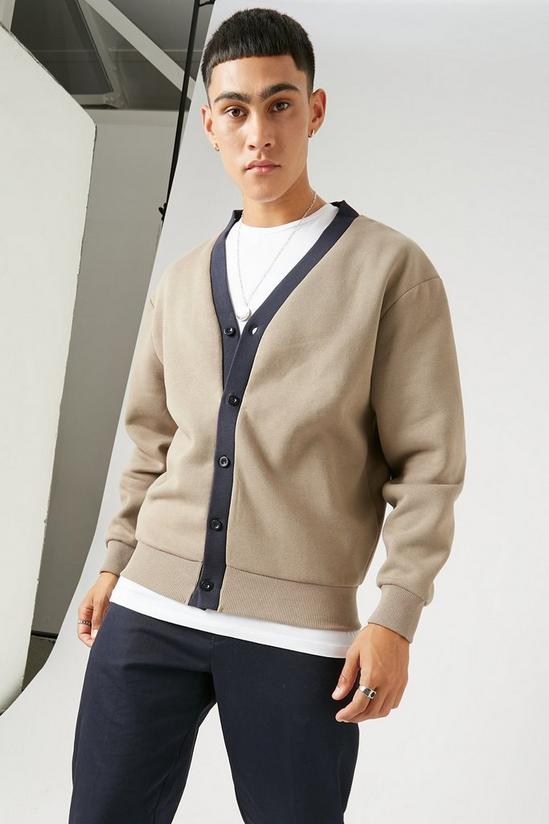 Burton Relaxed Fit Contrast Jersey Cardigan 1