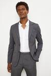 Burton Slim Fit Grey Stripe Jersey Suit Jacket thumbnail 1