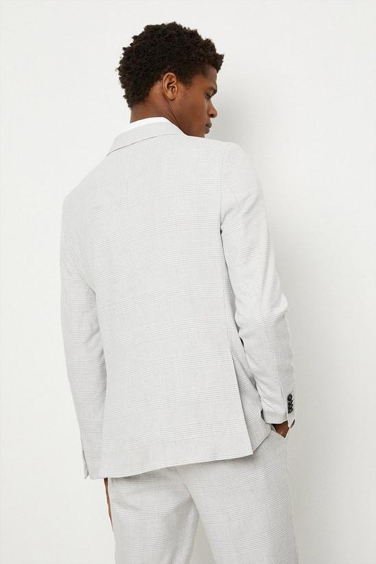 Burton Slim Fit Light Grey Pow Check Suit Jacket 3