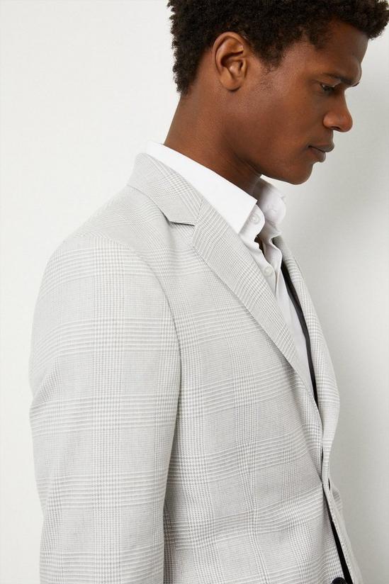 Burton Slim Fit Light Grey Pow Check Suit Jacket 4