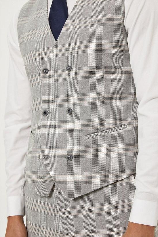 Burton Slim Fit Light Grey Overcheck Waistcoat 6