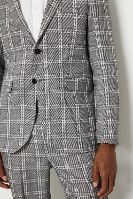Burton Skinny Fit Grey Textured Check Suit Jacket 6