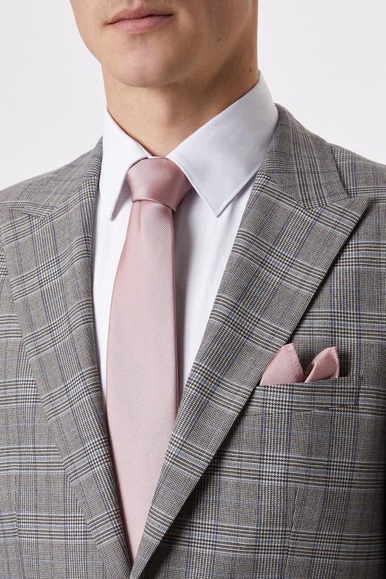 Burton Longer Length Slim Rose Pink Tie And Pocket Square Set 1