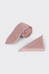 Burton Longer Length Slim Rose Pink Tie And Pocket Square Set thumbnail 2