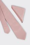 Burton Longer Length Slim Rose Pink Tie And Pocket Square Set thumbnail 3