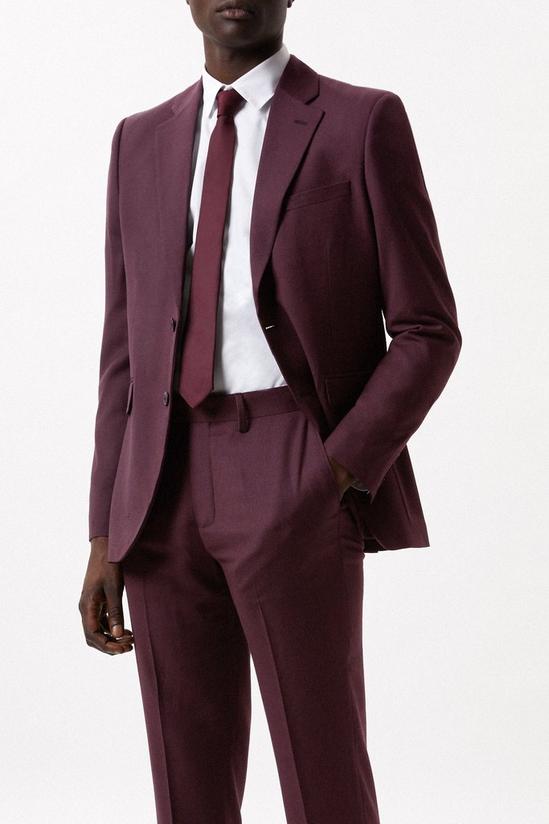 Suits | Slim Fit Burgundy Micro Texture Suit Jacket | Burton