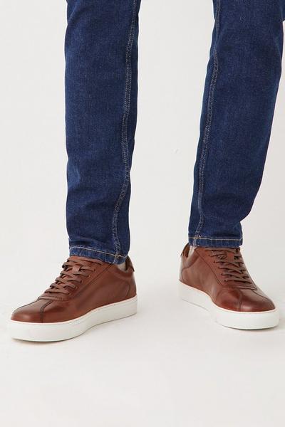 Leather Smart Dark Brown Trainers