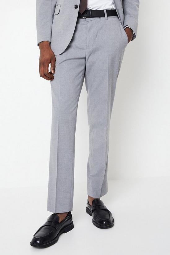 Burton Tailored Fit Light Grey Essential Suit Trousers 1
