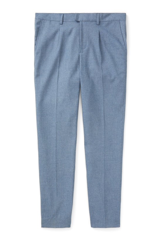Burton Blue Slim Fit Twill Concealed Waistband Pleat Trousers 4