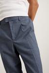 Burton Blue Slim Fit Twill Concealed Waistband Pleat Trousers thumbnail 5