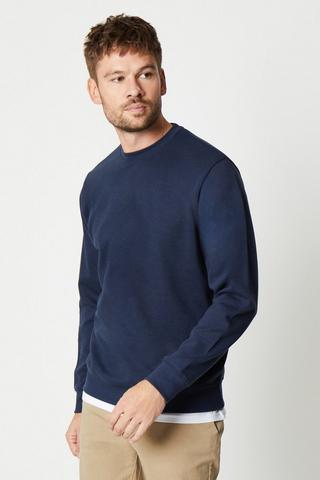 Men's Organic Cotton Essential Logo Crew Sweatshirt in Track Burgundy Marl