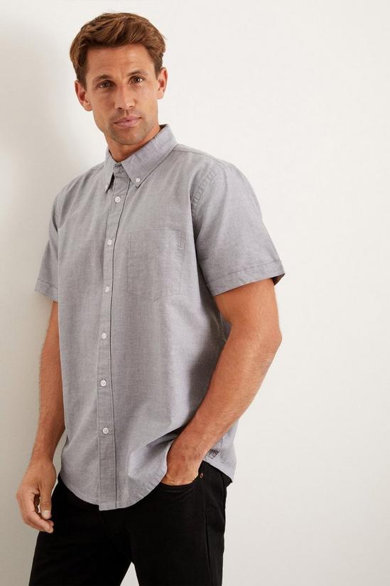 Burton Charcoal Short Sleeve Plus And Tall Oxford Shirt 1