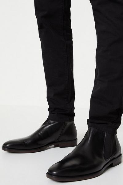 Bradley Leather Almond Toe Smart Chelsea Boots