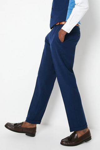Product Three Piece Tailored Linen Wedding Suit Trouser navy