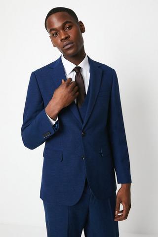 Product Three Piece Tailored Linen Wedding Suit Jacket navy