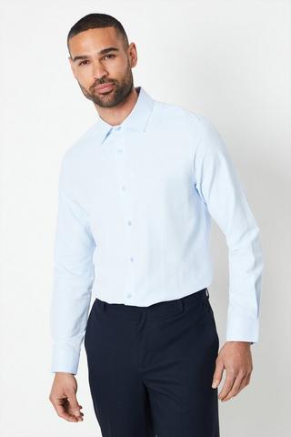Product Slim Fit Long Sleeve Herringbone Shirt blue
