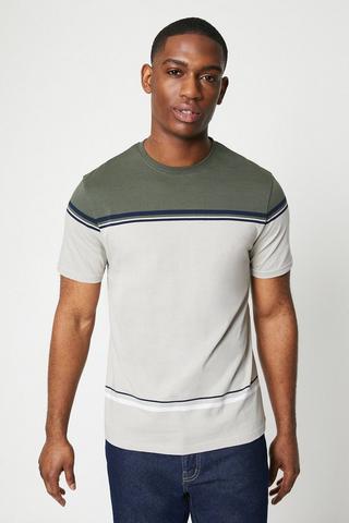 Product Striped Placement Tee mushroom