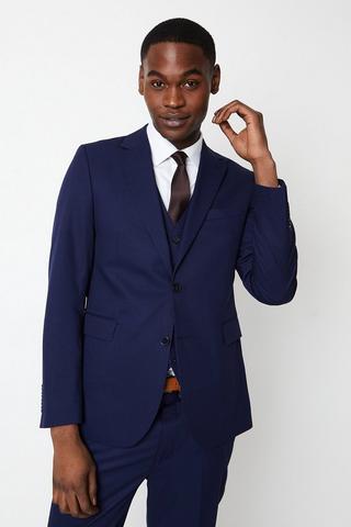 Racing Green Blue Micro Tailored Fit Suit Trouser