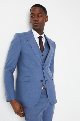 Product Slim Fit Peak Lapel Wedding Suit Jacket blue