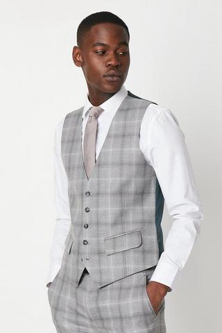 Product Grey Fine Check Slim Fit Waistcoat grey