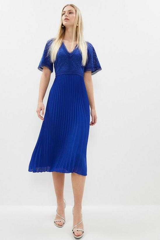 Coast Lace Bodice Angel Sleeve Pleat Skirt Midi Dress 1
