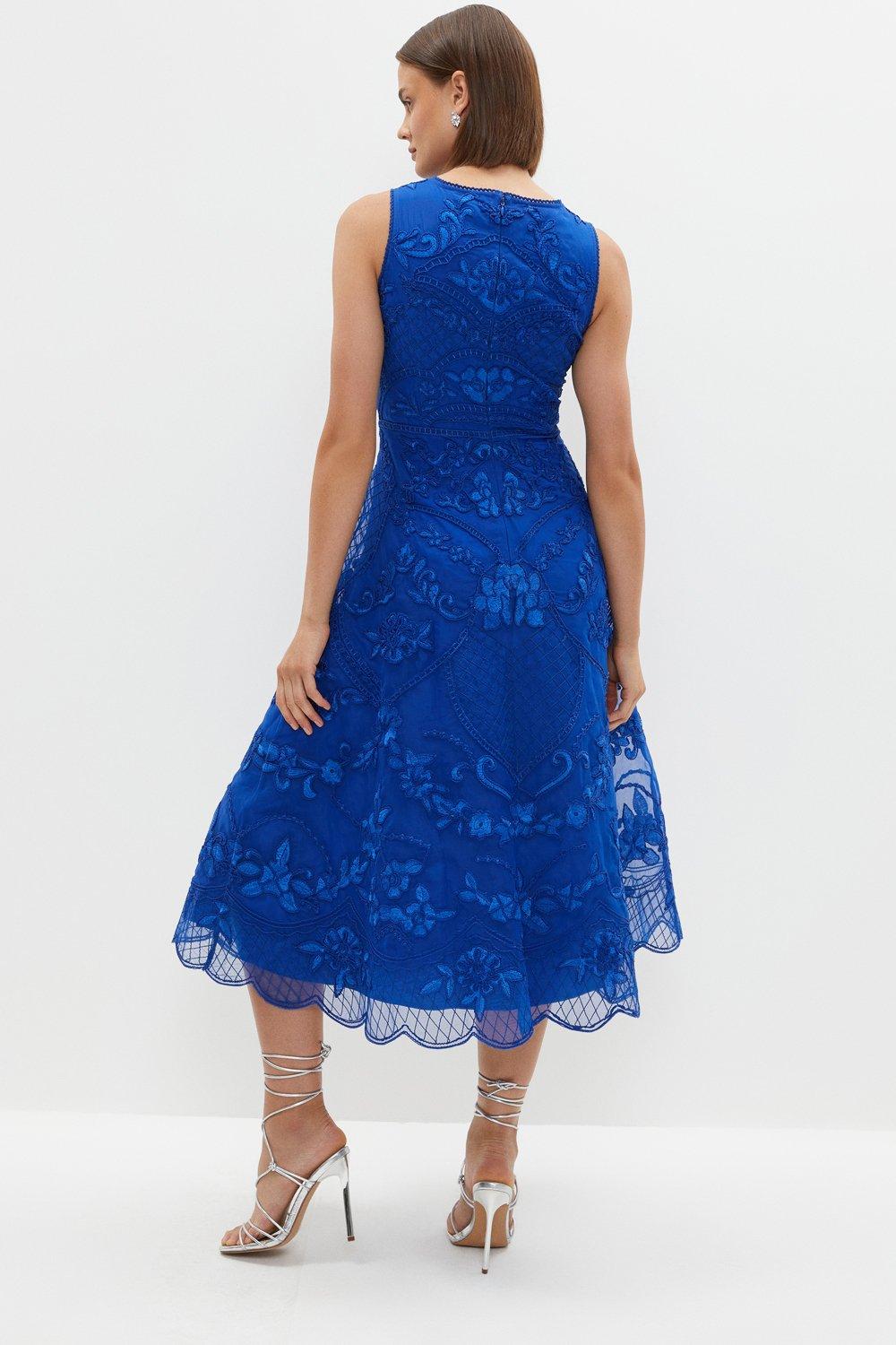 Dresses | Premium Embroidered Organza Full Skirt Midi Dress | Coast