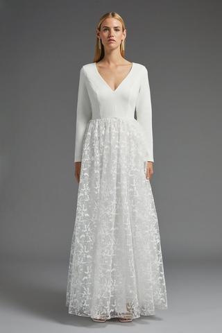 Product Deep V Full Skirt Maxi Dress ivory