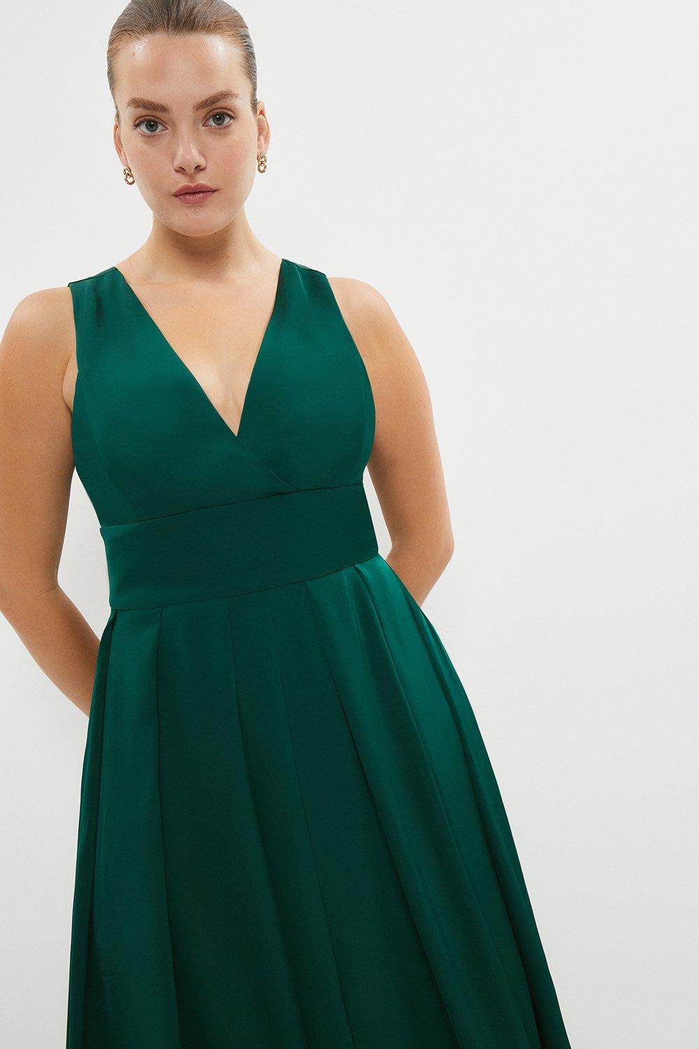 Plus Size Full Skirted Satin Maxi Dress