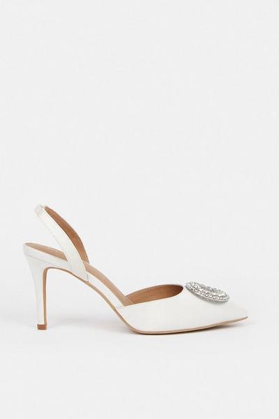 Tiffany Jewelled Brooch Detail Sling Back Court Shoes