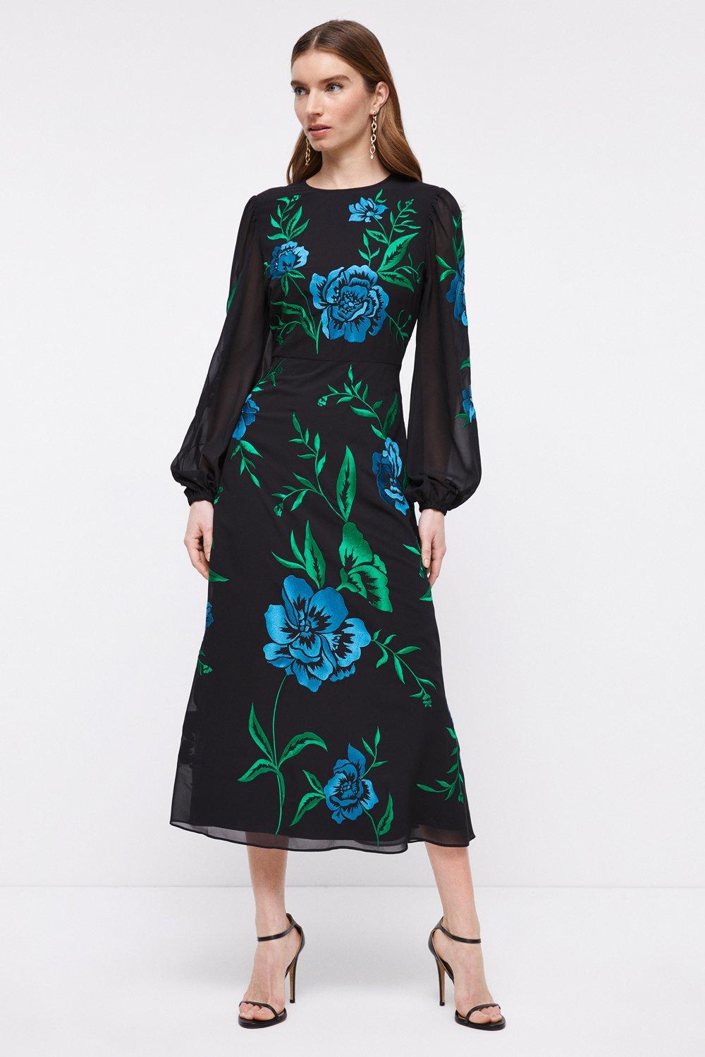 Petite Blooming Marigold Embroidered Dress