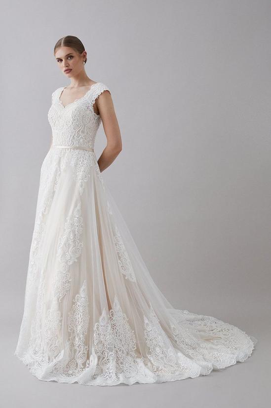 Coast Premium Pearl Embellished Lace Bardot Sweetheart Wedding Dress 1
