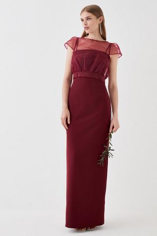 Product Organza Top Crepe Bodice Multiwear Bridesmaids Dress aubergine