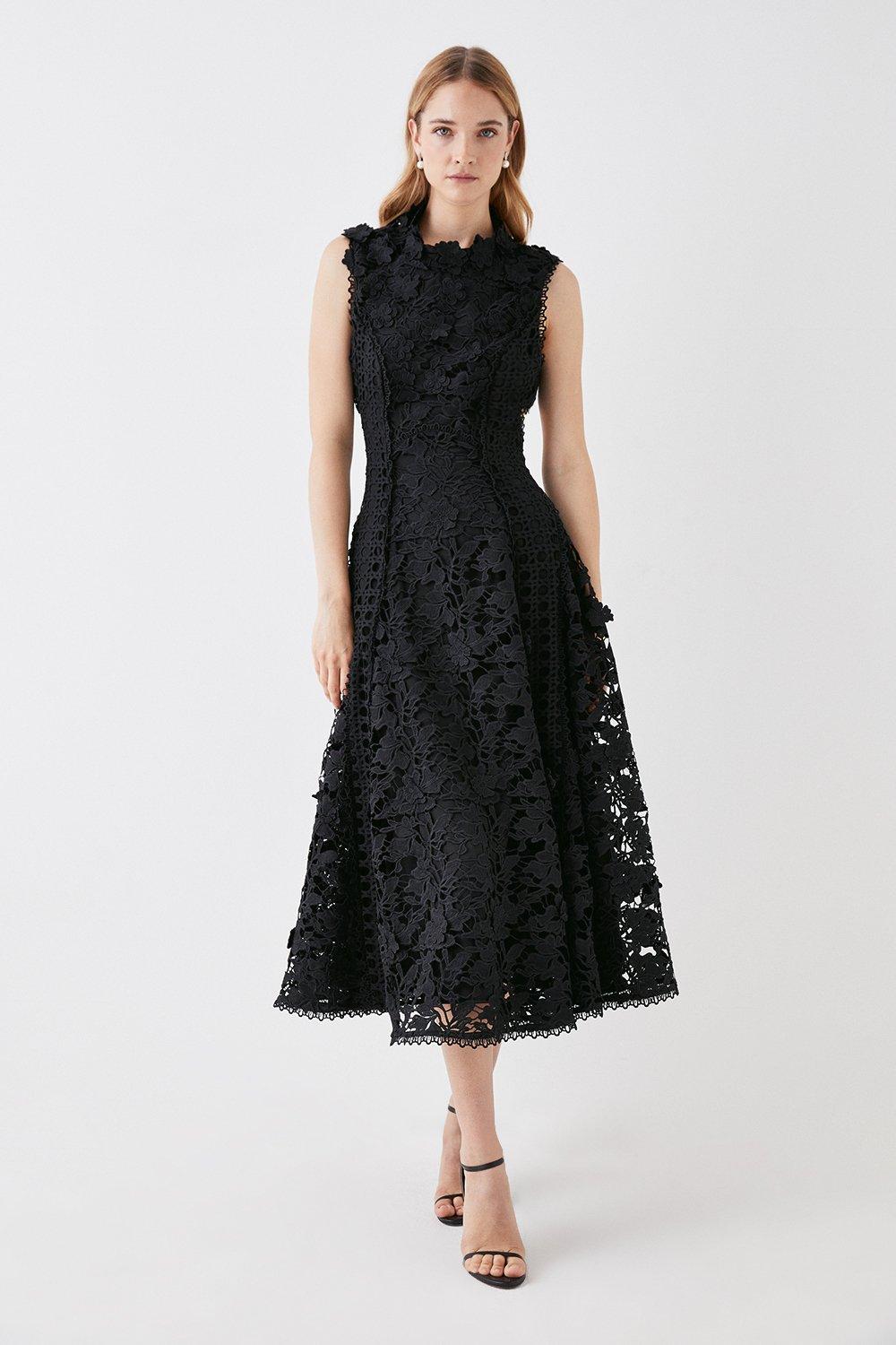 The Collector Applique Lace Midi Dress