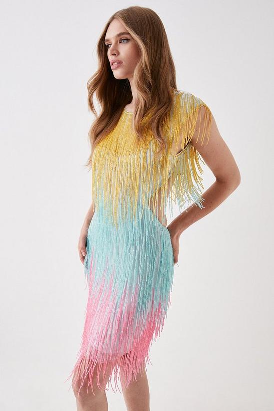 Coast Beaded Fringe Colourblock Mini Dress 1